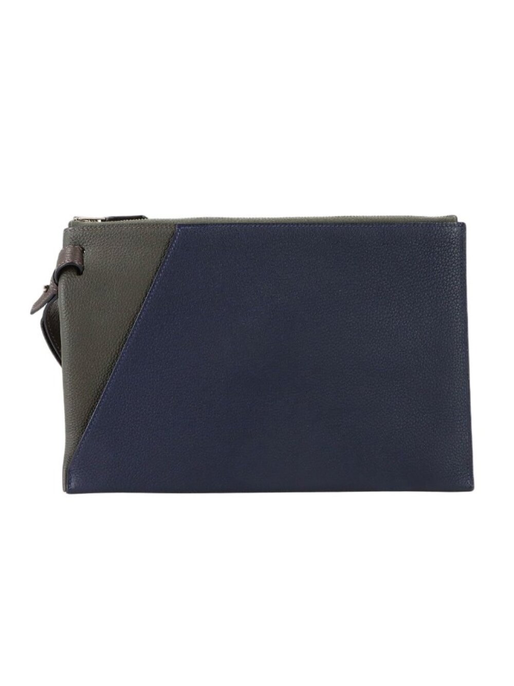Hermes Cabas Vertige 30 Clutch Togo Bleu Nuit Vert Dogris Ebene